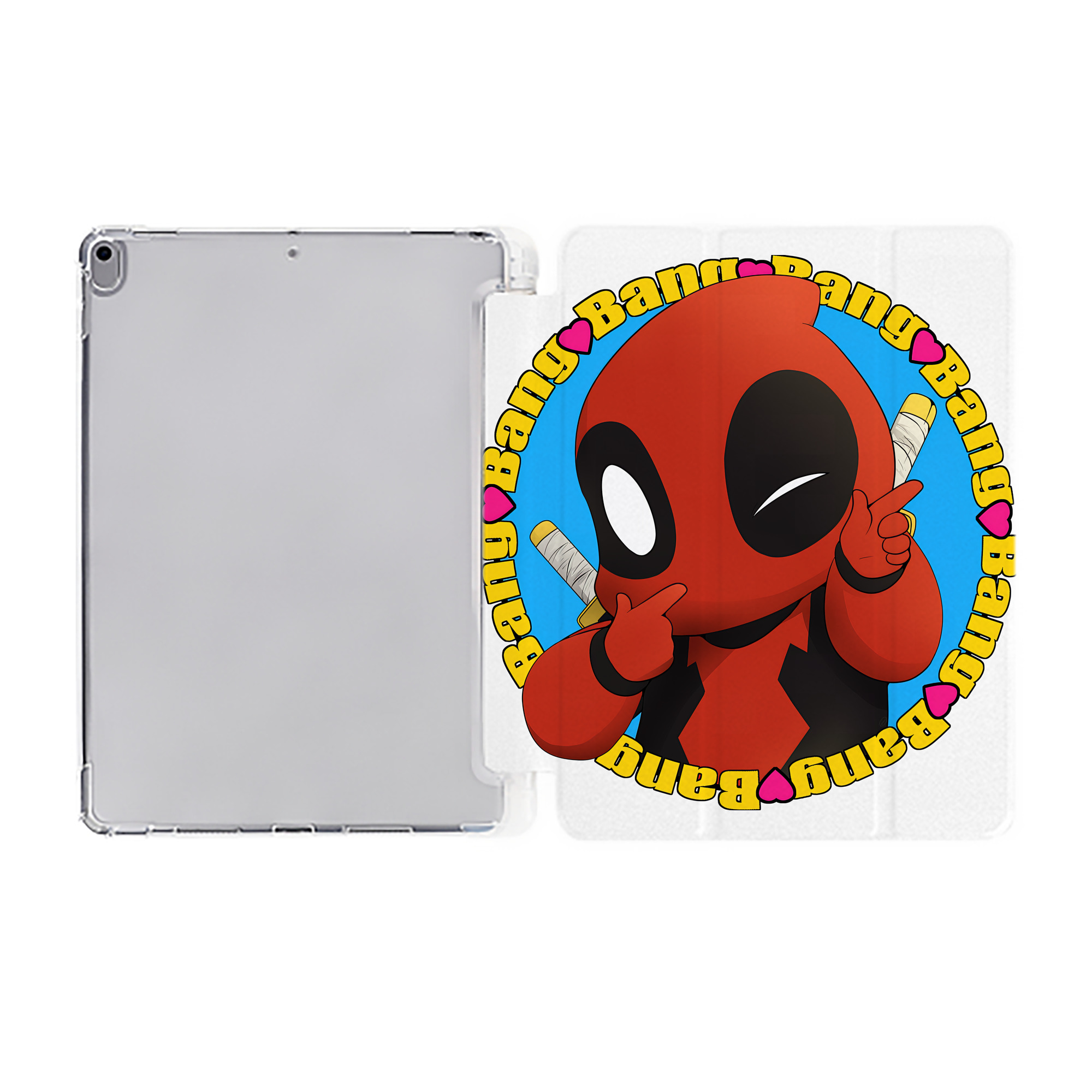 （画像用） Deadpool デッドプール IPad ケース ペン収納付き 三つ折りスタンド PUレザー×シリコン 対応機種9.5/10.5/10.9インチ